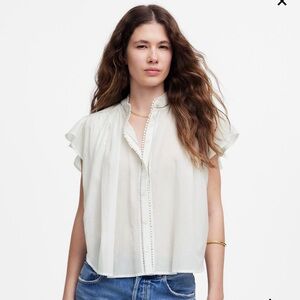NWT Madewell Shirred Lace-Trim Top